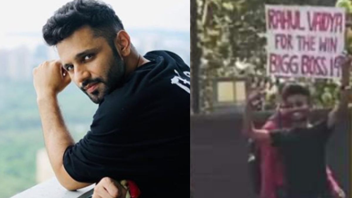Bigg Boss 14: Die Hard Rahul Vaidya supporter turns up at Viacom 18 building; Holds placard, “Rahul Vaidya For The Win Bigg Boss 14.”