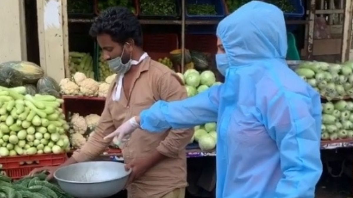 Rakhi Sawant seen vegetable shopping in PPE suit