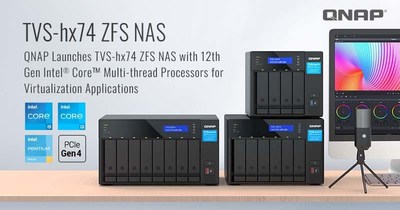 QNAP TVS-hx74 ZFS NAS with 12th Gen Intel Core processors for viewing.