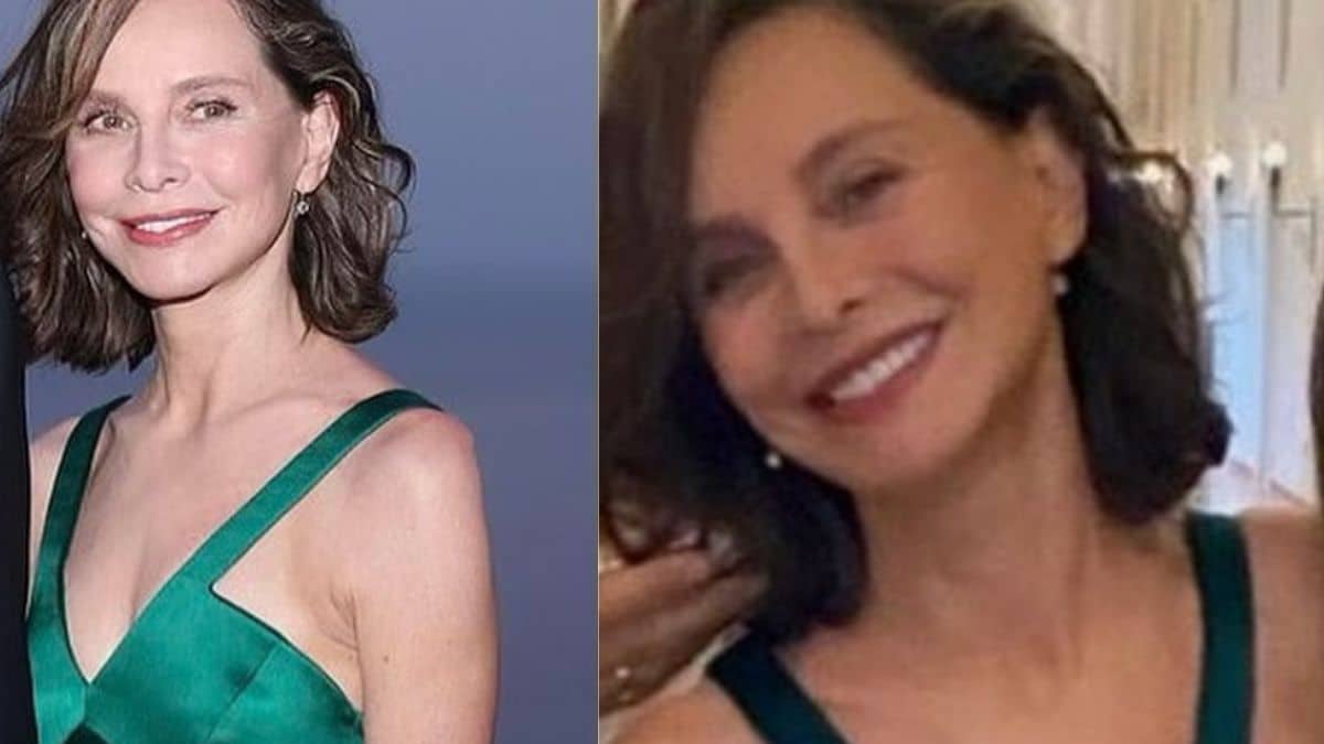 Calista Flockhart slays in deep v neck emerald satin dress – See pics