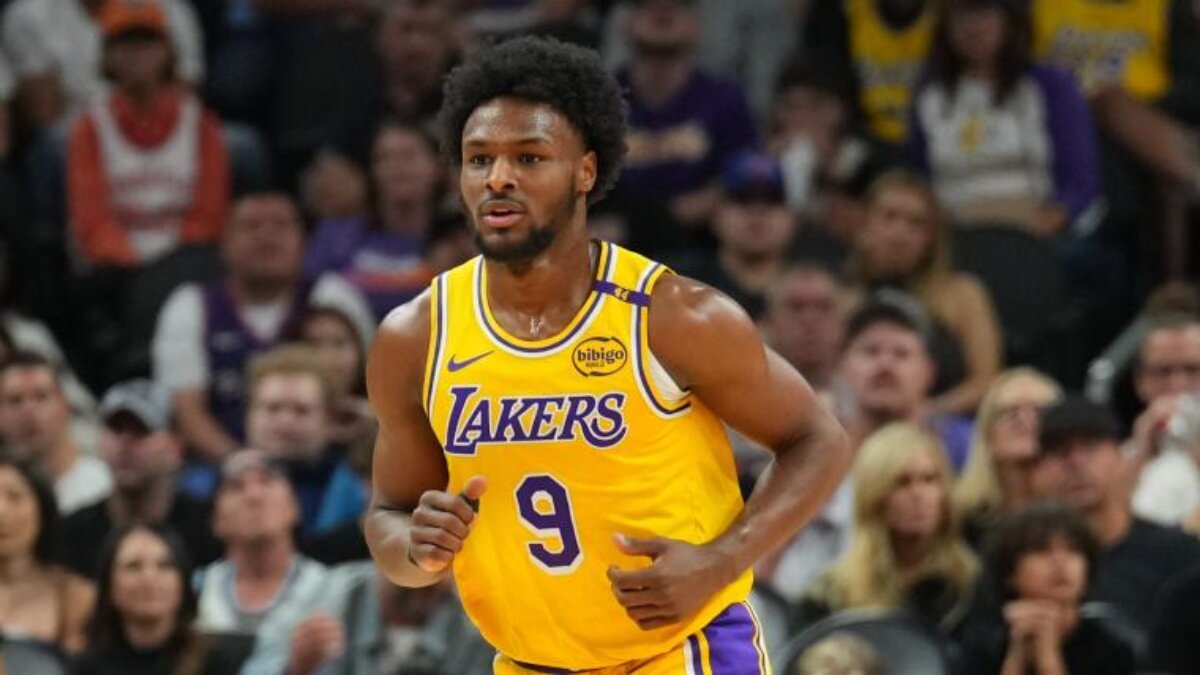 How many points did Bronny James score against Portland tonight?