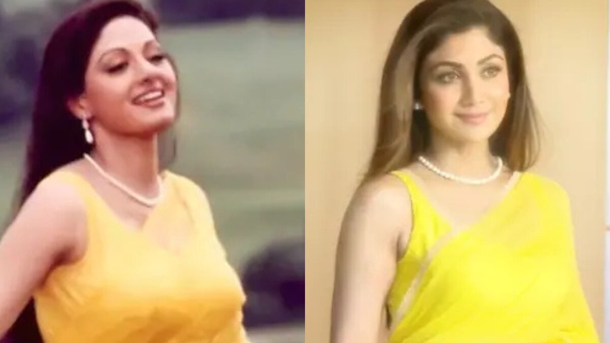 Shilpa Shetty pays tribute to Sridevi with Chandni-inspired look in yellow chiffon saree