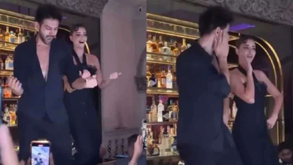 Kartik Aaryan and Ananya Panday dance to Jumma Chumma at ‘Tu Meri Main Tera’ wrap party