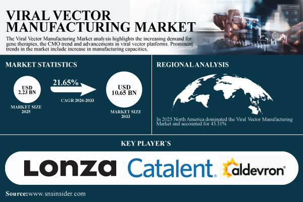 Viral Vector Manufacturing Market to Surpass USD 10.65 Billion by 2033, Driven by Surging Gene Therapy Pipelines and Advanced Vector Engineering | SNS Insider