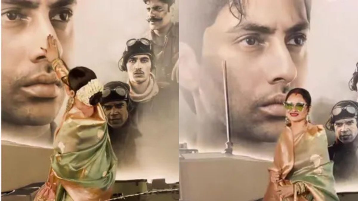 Rekha showers love on Amitabh Bachchan’s grandson Agastya Nanda at Ikkis premiere, blows flying kiss