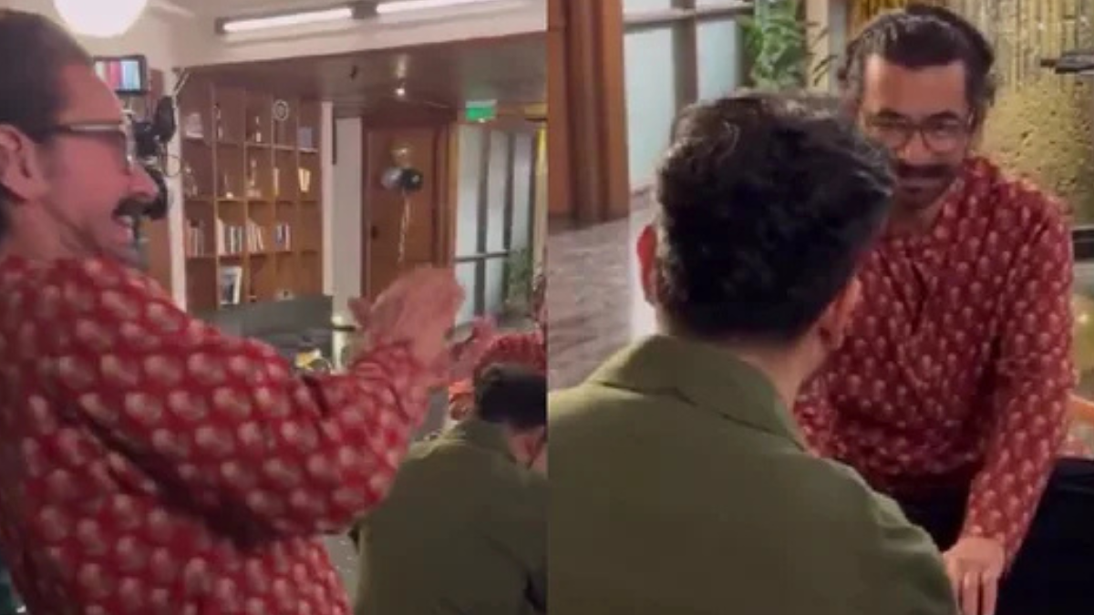 Aamir Khan can’t stop laughing as Sunil Grover mimics him in BTS video from Happy Patel shoot